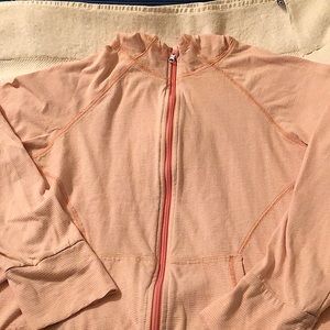 Pink Striped Zip-up Sweater